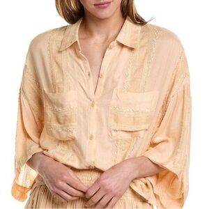 Surf Gypsy Light Peach Tonal Textured Button-Down Shirt